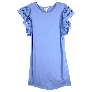Matilda‎ Jane XS Dress Mini Flutter Sleeve Eyelet Shift Blue Eyelet Womens 381